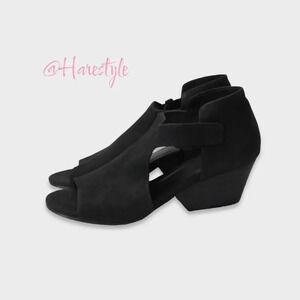 Eileen Fisher brushed leather black sandals size 9